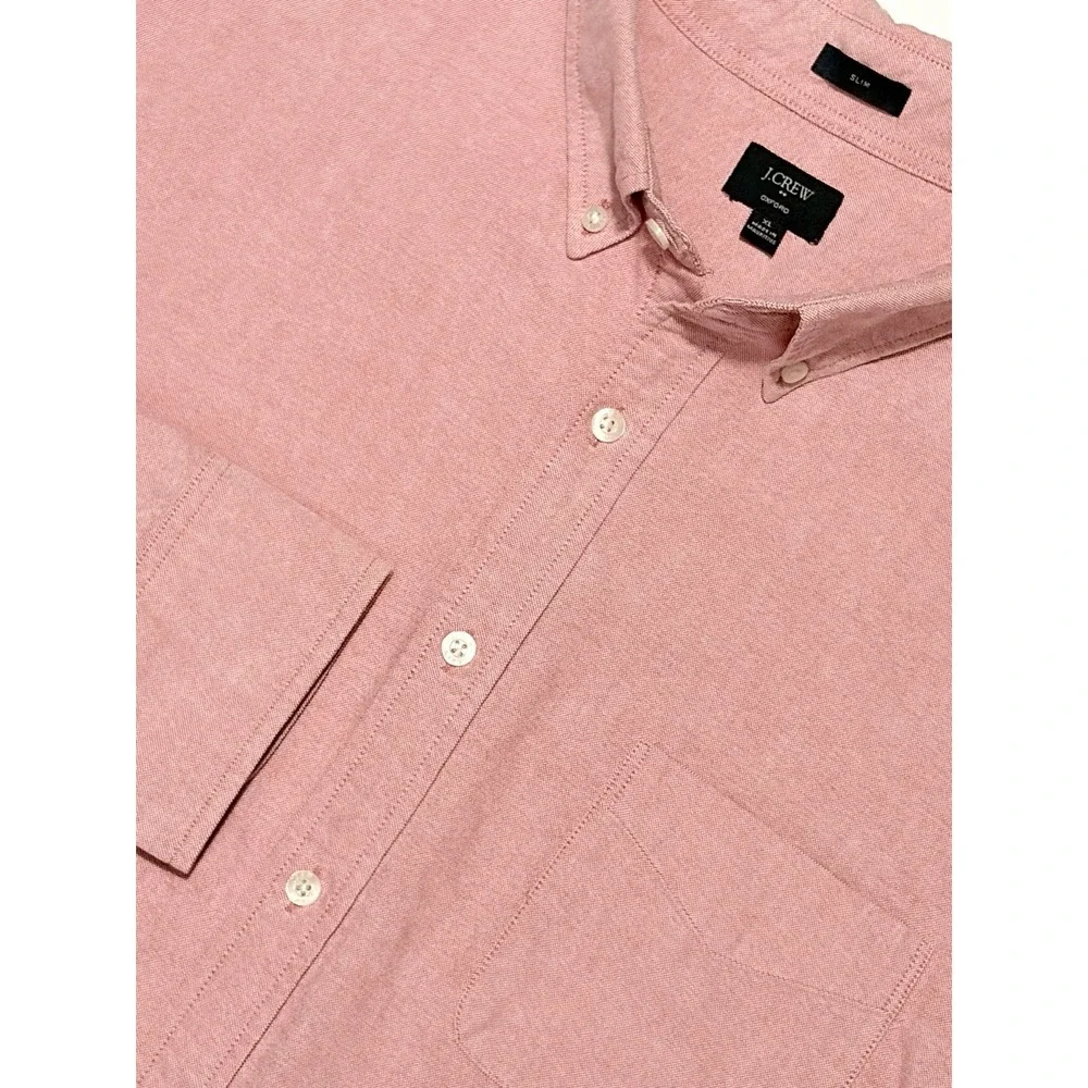 J.Crew Mens XL Slim Fit Oxford Shirt Button Down Pink Salmon Cotton B9292